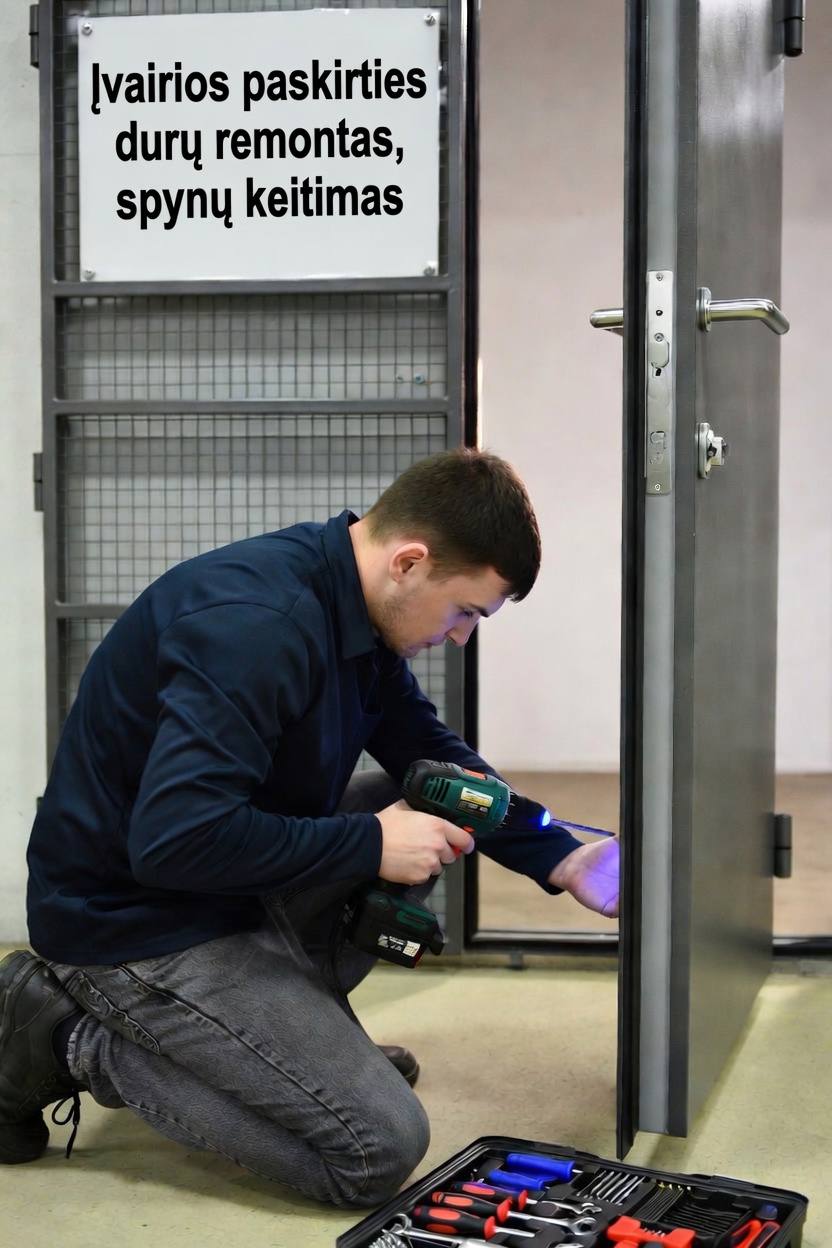 Įvarios paskirties durų remontas spynų keitimas